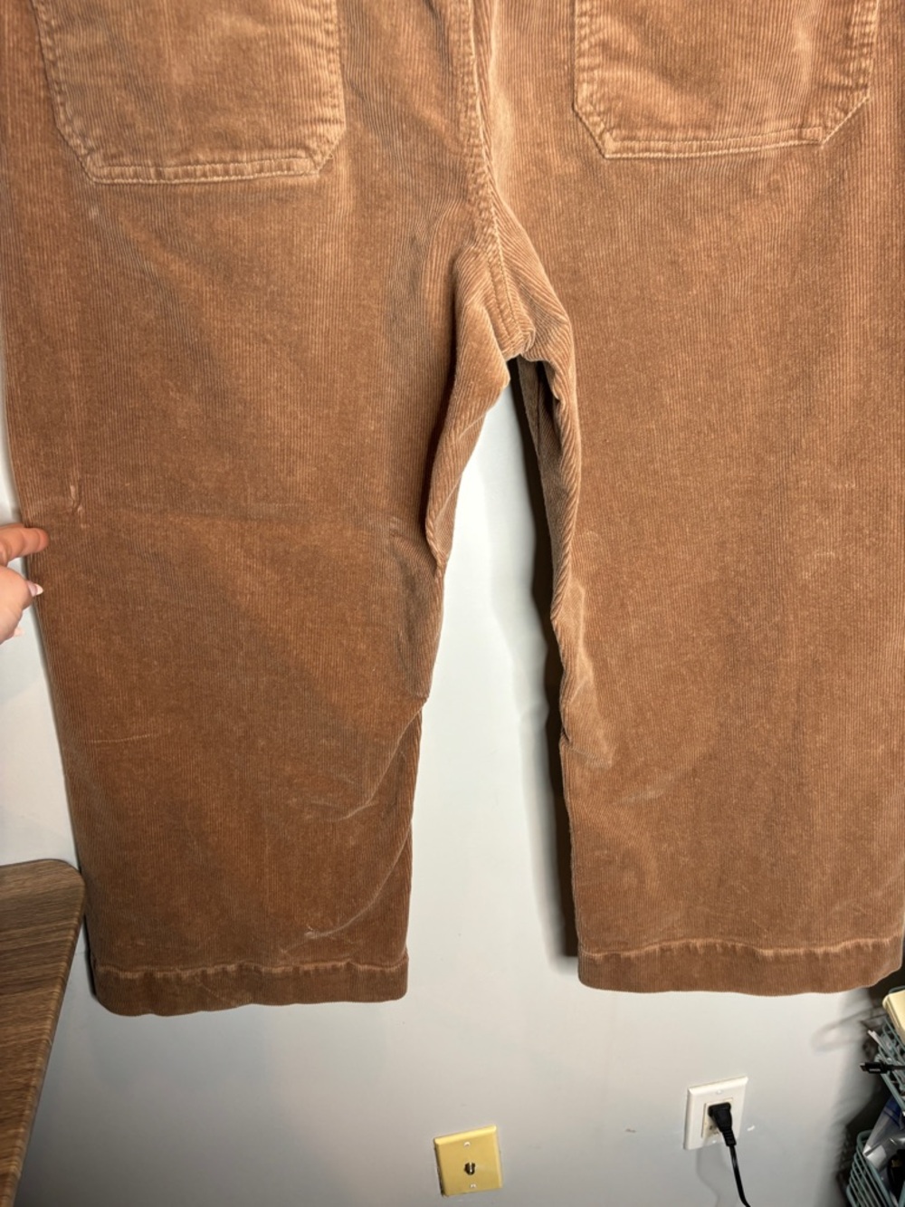 Quince Organic Stretch Corduroy Cropped Wide Leg Pants 16 Warm Brown - Picture 10 of 12